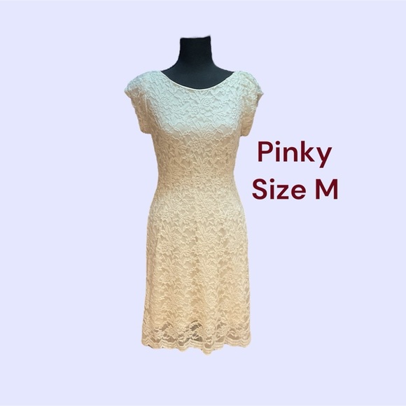 CREAM LACE DRESS BY PINKY SIZE MEDIUM GENTLY WORN - Picture 1 of 3
